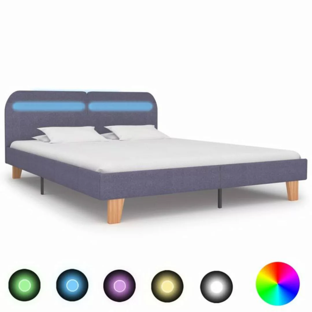 vidaXL Bett, Bettgestell mit LED ohne Matratze Dunkelgrau Stoff 150x200 cm günstig online kaufen