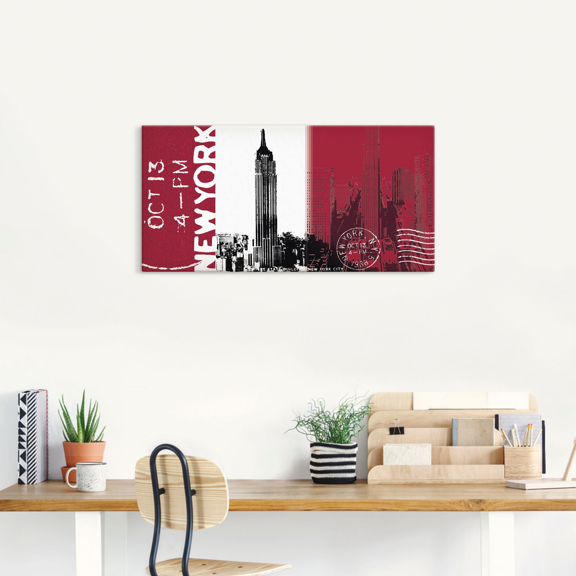 Artland Leinwandbild "New York - bordeaux", Gebäude, (1 St.), auf Keilrahme günstig online kaufen