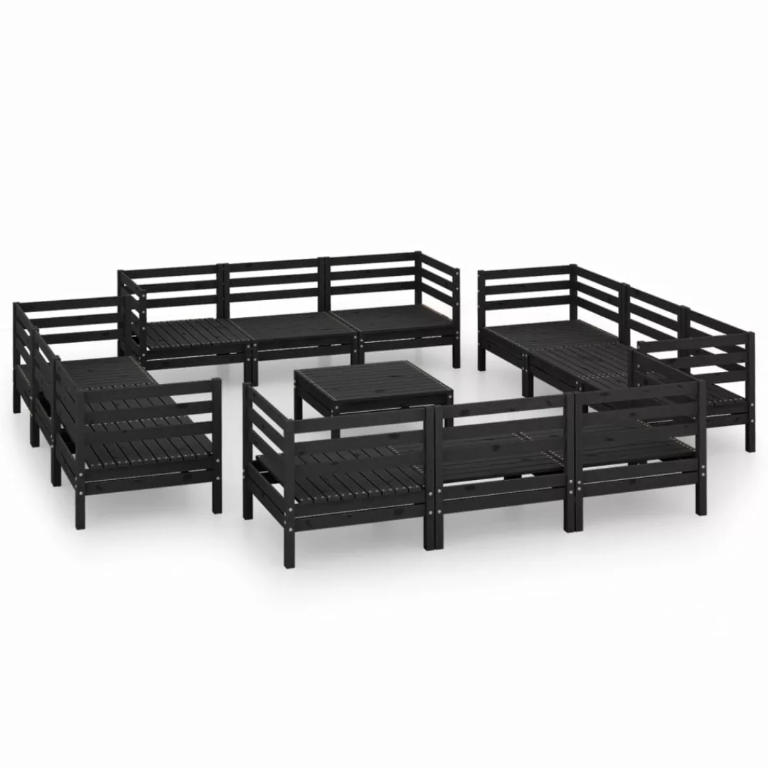 13-tlg. Garten-lounge-set Schwarz Massivholz Kiefer günstig online kaufen