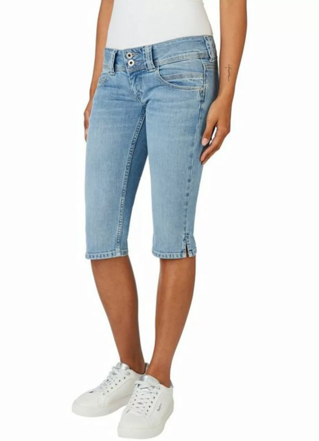 Pepe Jeans Damen Bermuda Short VENUS CROP - Regular Fit Blau - Light Blue D günstig online kaufen