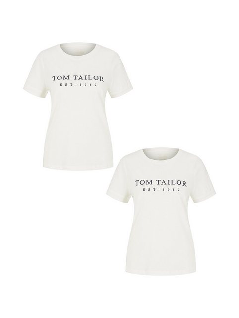 TOM TAILOR T-Shirt 2-er Set T-Shirt mit Logo Stickerei PRINT CREW NECK (2-t günstig online kaufen