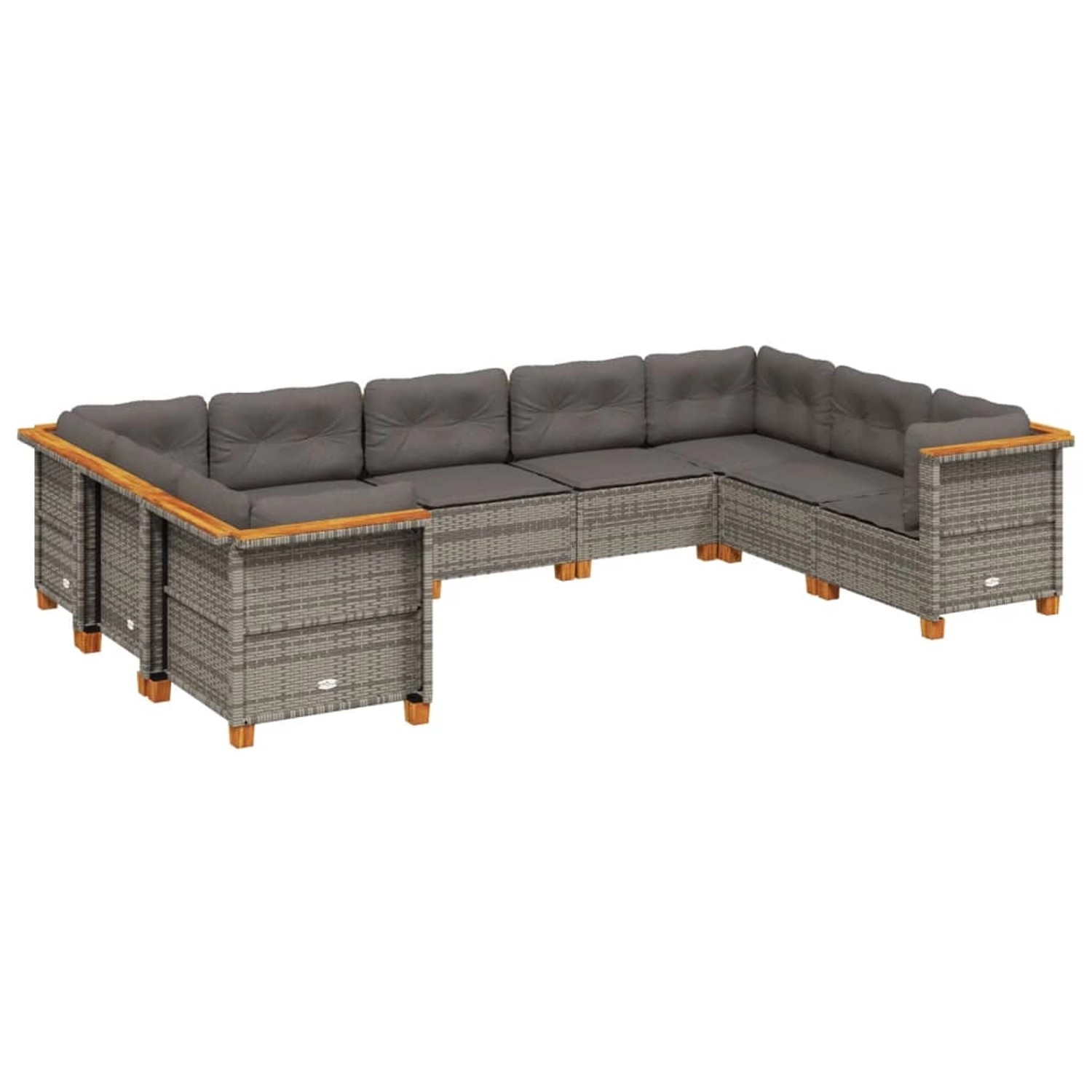 vidaXL 9-Tlg Garten-Sofagarnitur mit Kissen Grau Poly Rattan 3261978 günstig online kaufen