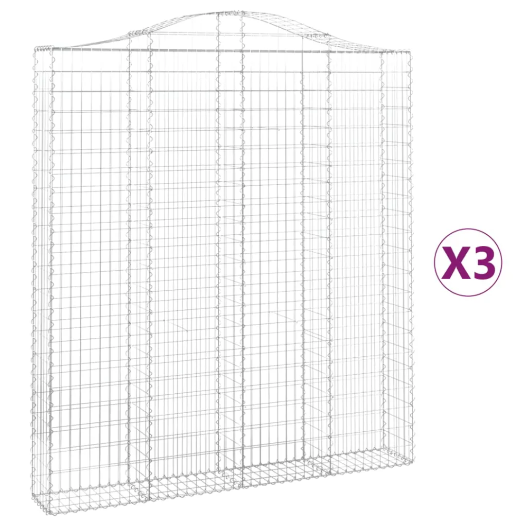 Vidaxl Gabionen Mit Hochbogen 3 Stk. 200x30x220/240cm Verzinktes Eisen günstig online kaufen