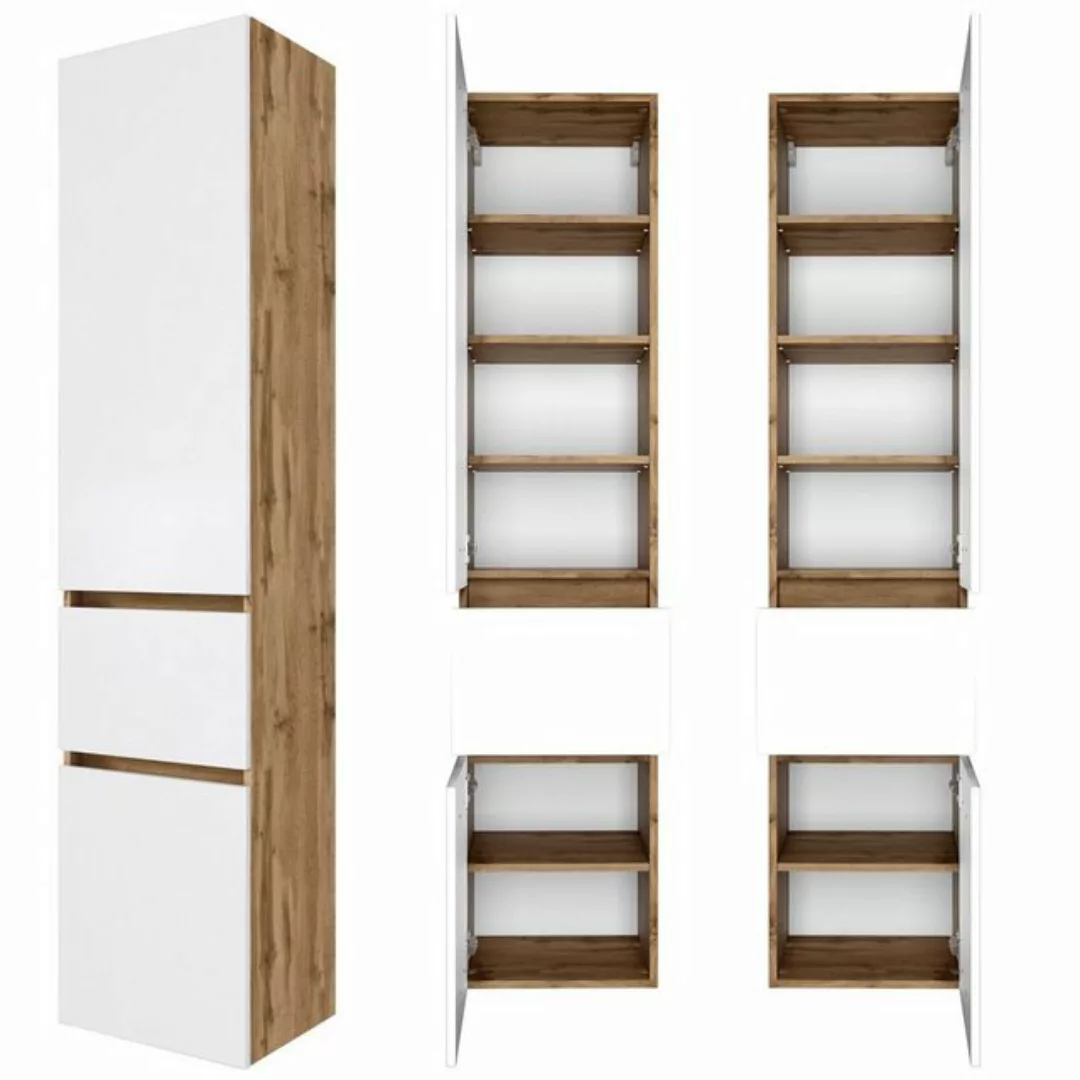 Lomadox Badezimmer Seitenschrank 40 cm LAURIA-03 Wotaneiche Nb. mit matt we günstig online kaufen