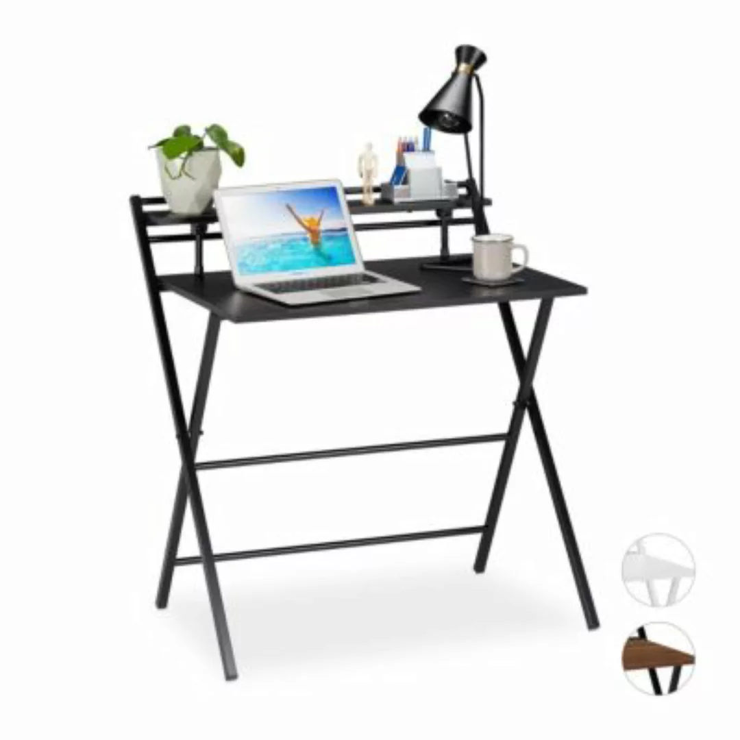 relaxdays Schreibtisch klappbar mit Ablage schwarz günstig online kaufen