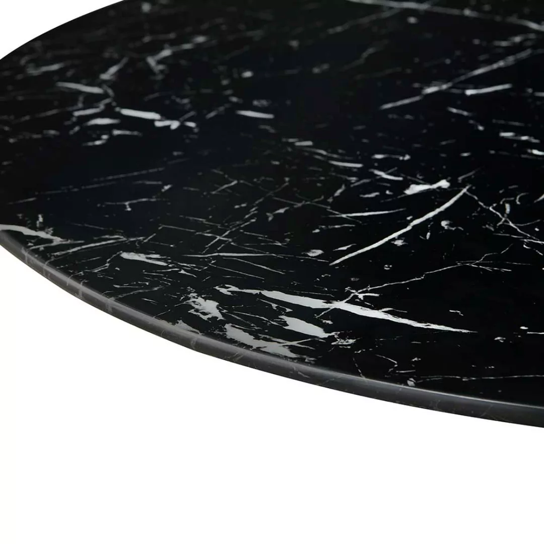 Zentralfußtisch in Schwarz mit Marmor Optik Platte 90 cm breit günstig online kaufen