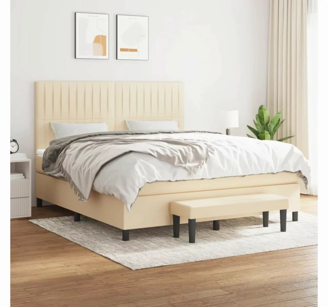 vidaXL Boxspringbett Boxspringbett mit Matratze und Fusshocker Stoff (180 x günstig online kaufen