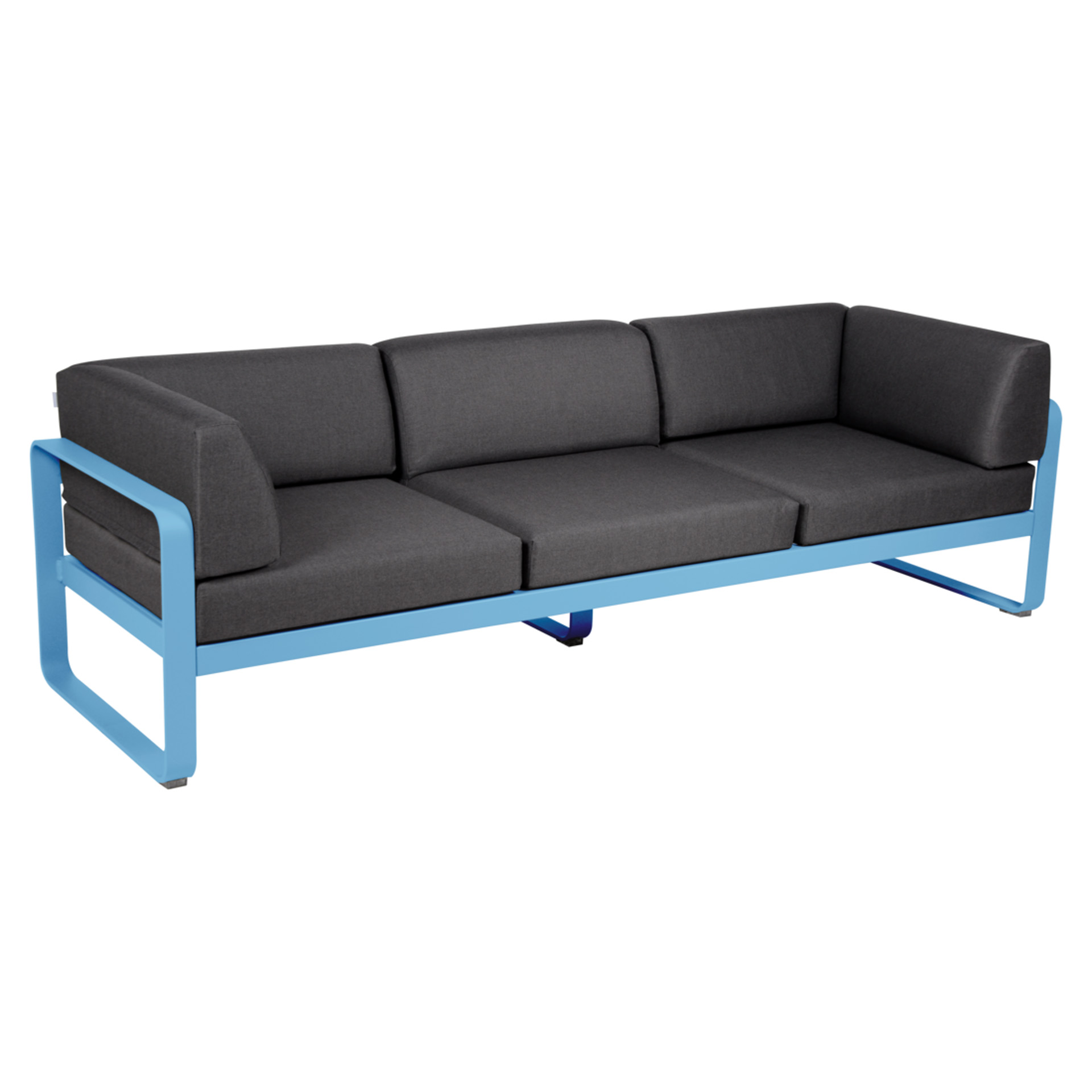 Bellevie 3-Sitzer Club Sofa Outdoor E1 Maya-Blau A3 Graphitgrau günstig online kaufen