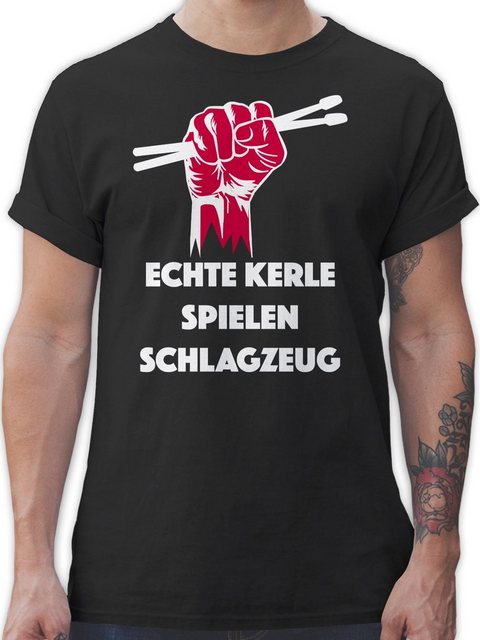 Shirtracer T-Shirt Echte Kerle spielen Schlagzeug Musik Instrument Zubehör günstig online kaufen