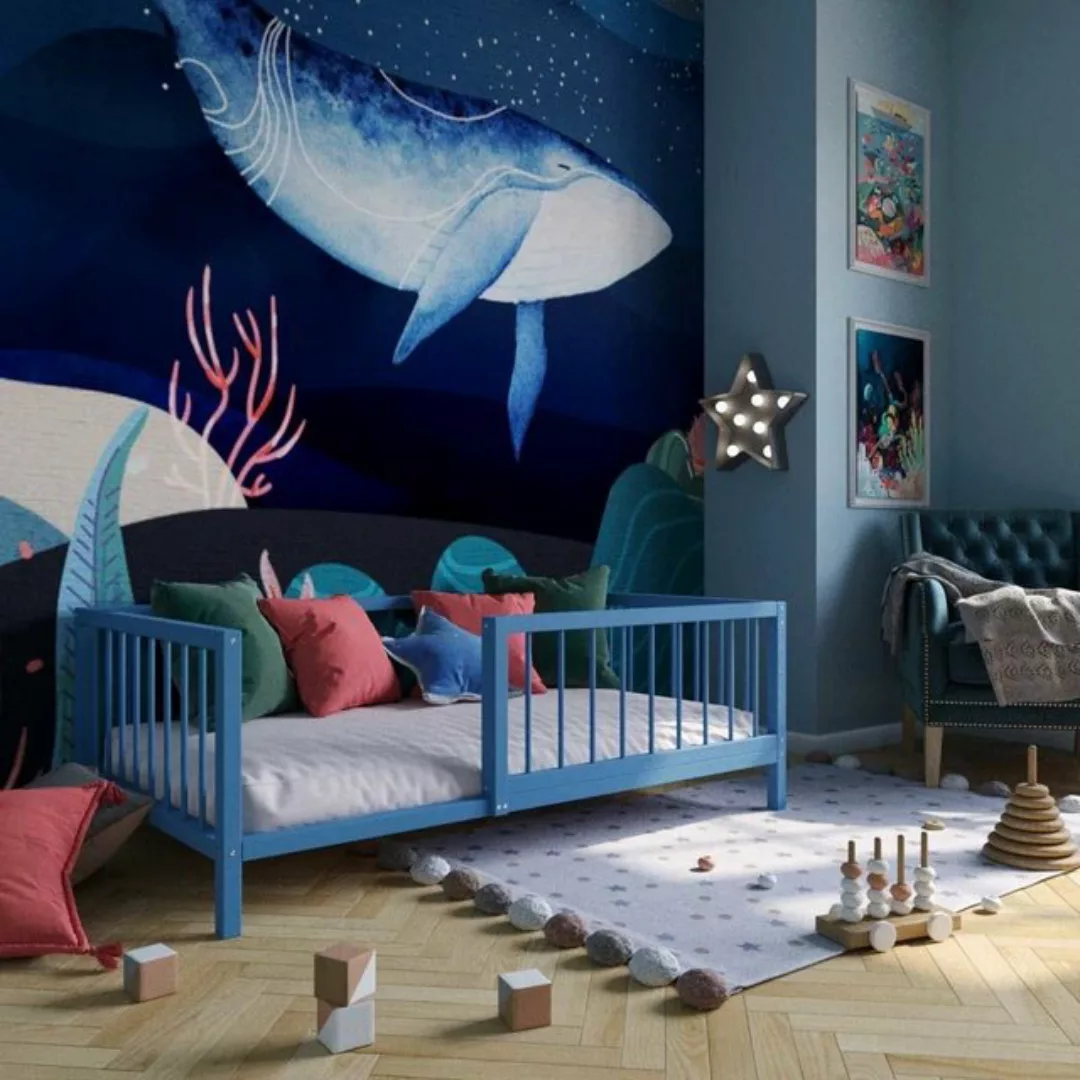 Artkid Kinderbett Daniel Einzelbett blau 90x160 für Jungs und Mädchen aus m günstig online kaufen