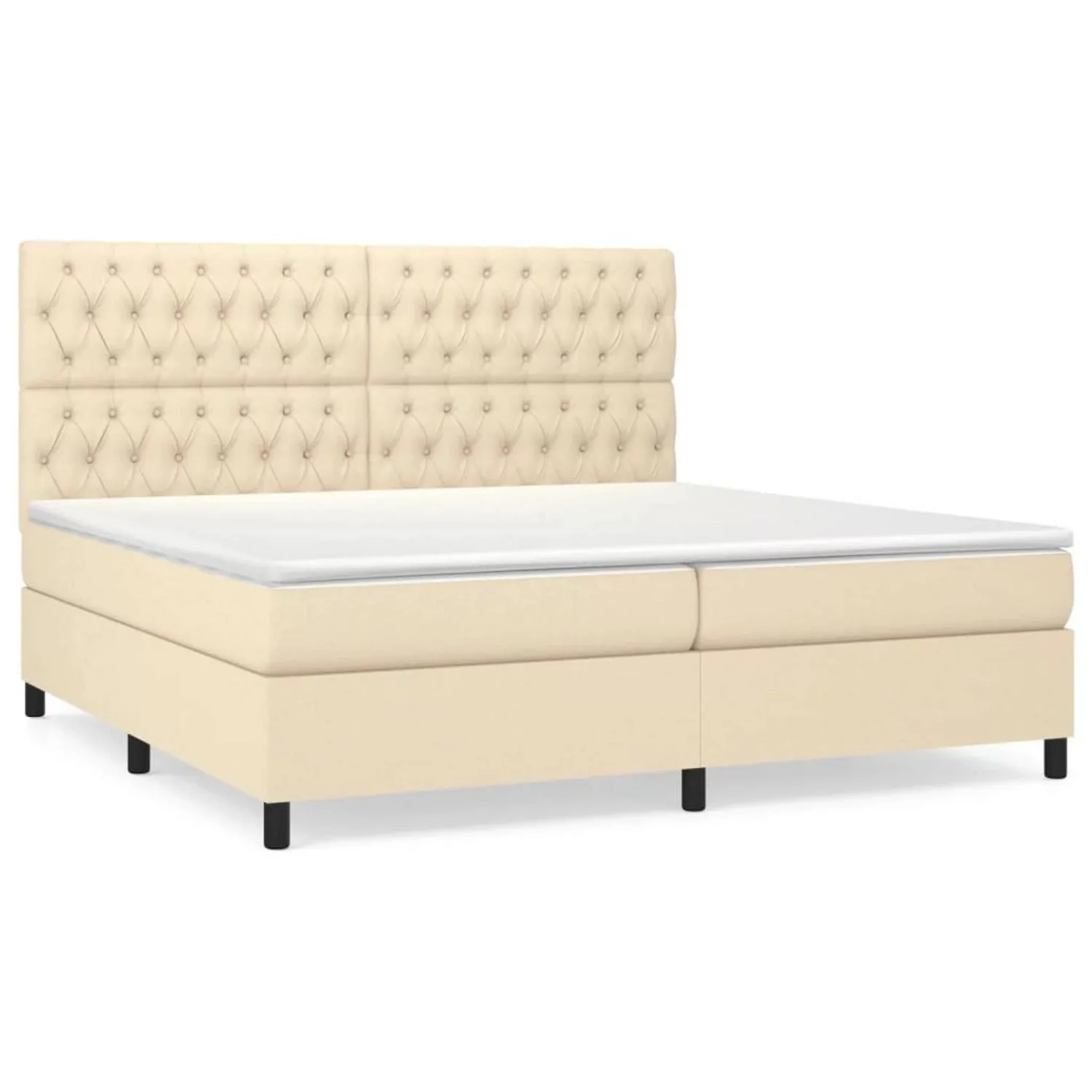 vidaXL Boxspringbett Boxspringbett mit Matratze Creme 200x200 cm Stoff Bett günstig online kaufen