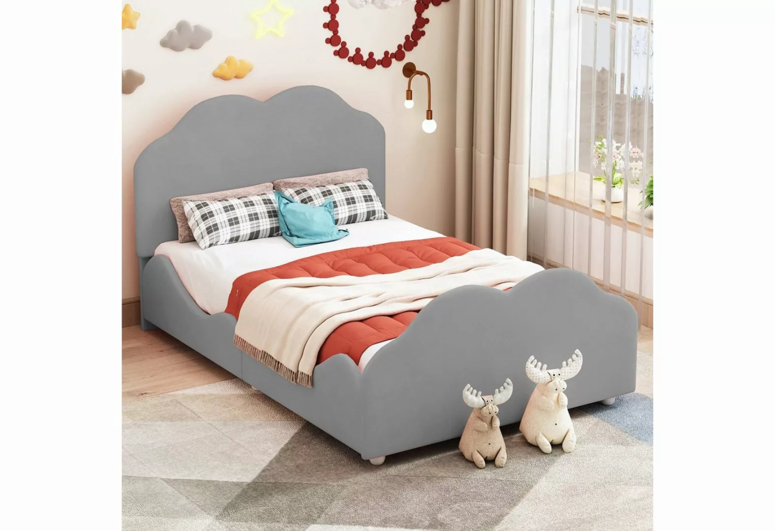 REDOM Kinderbett 90 x 200 cm Einzelbett Gästebett Kinderbett Bett (mit wolk günstig online kaufen