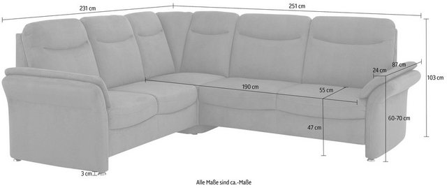 Home affaire Ecksofa Tahoma L-Form, mit Armlehnfunktion, wahlweise Bettfunk günstig online kaufen