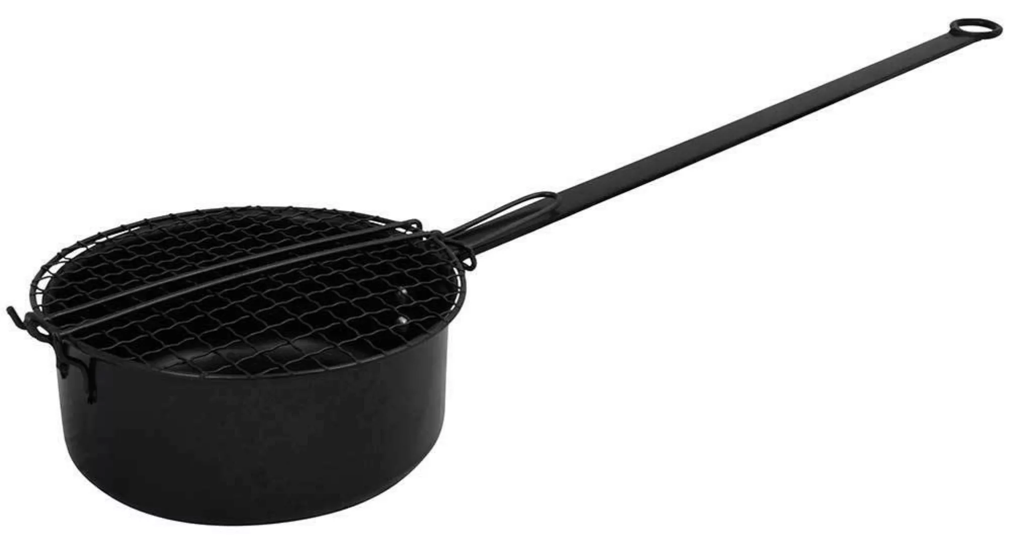 Popcornpfanne für Grill Feuerkorb & Lagerfeuer BBQ Pfanne Eisen Schwarz günstig online kaufen