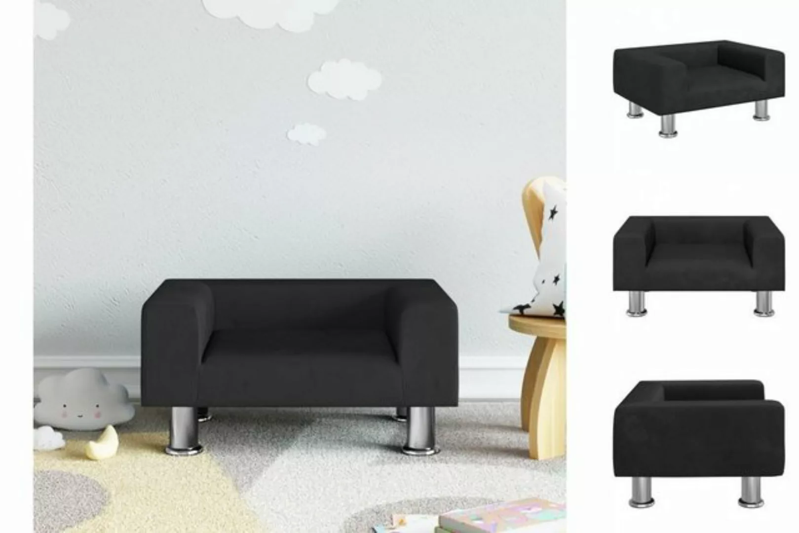 vidaXL Kindersofa Kindersofa Schwarz 50x40x26,5 cm Samt Kindercouch Kinderm günstig online kaufen