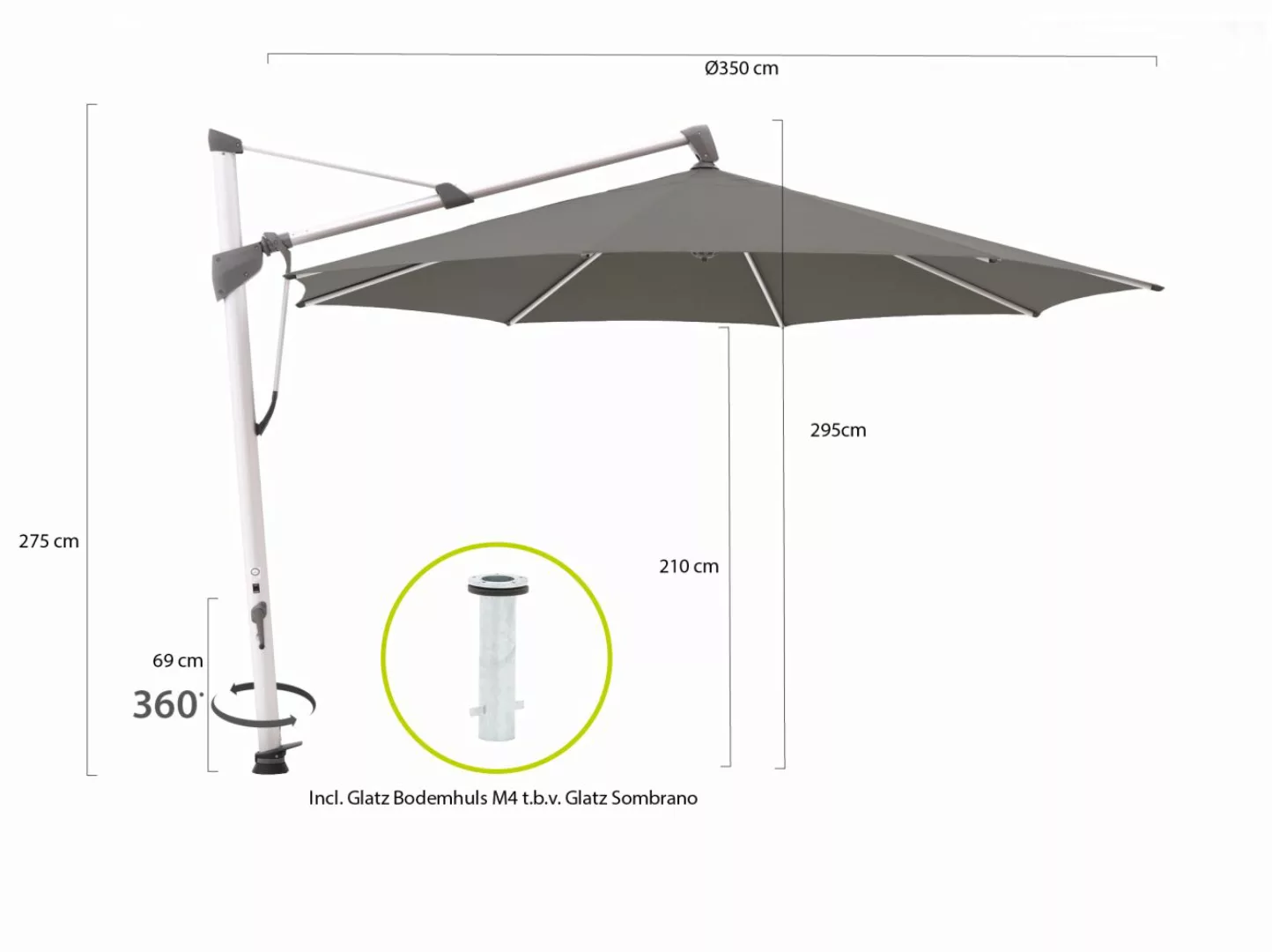 Glatz Sombrano S+ Ampelschirm ø 350 cm günstig online kaufen