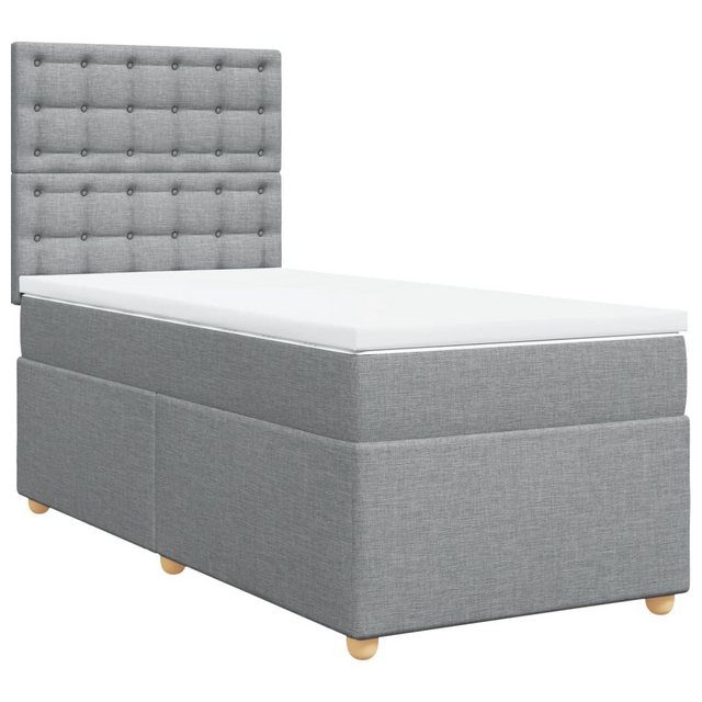 vidaXL Boxspringbett, Boxspringbett mit Matratze Hellgrau 90x190 cm Stoff günstig online kaufen