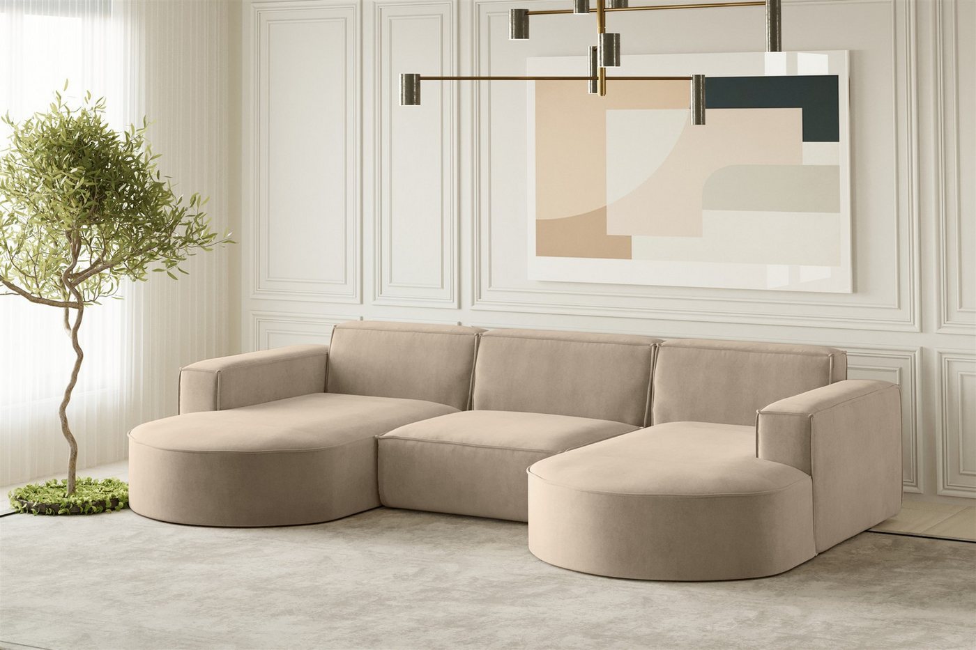 Fun Möbel Wohnlandschaft U-Form Sofa PALMA in Stoff in Stoff Noel und Scala günstig online kaufen