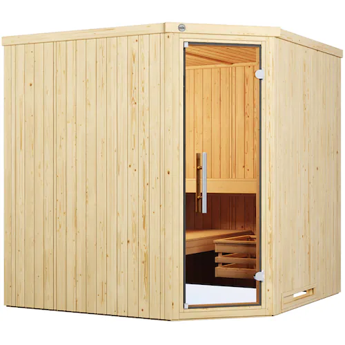 weka Sauna »Element-Ecksauna VARBERG 3«, vorgefertigte Elemente, moderne Ga günstig online kaufen