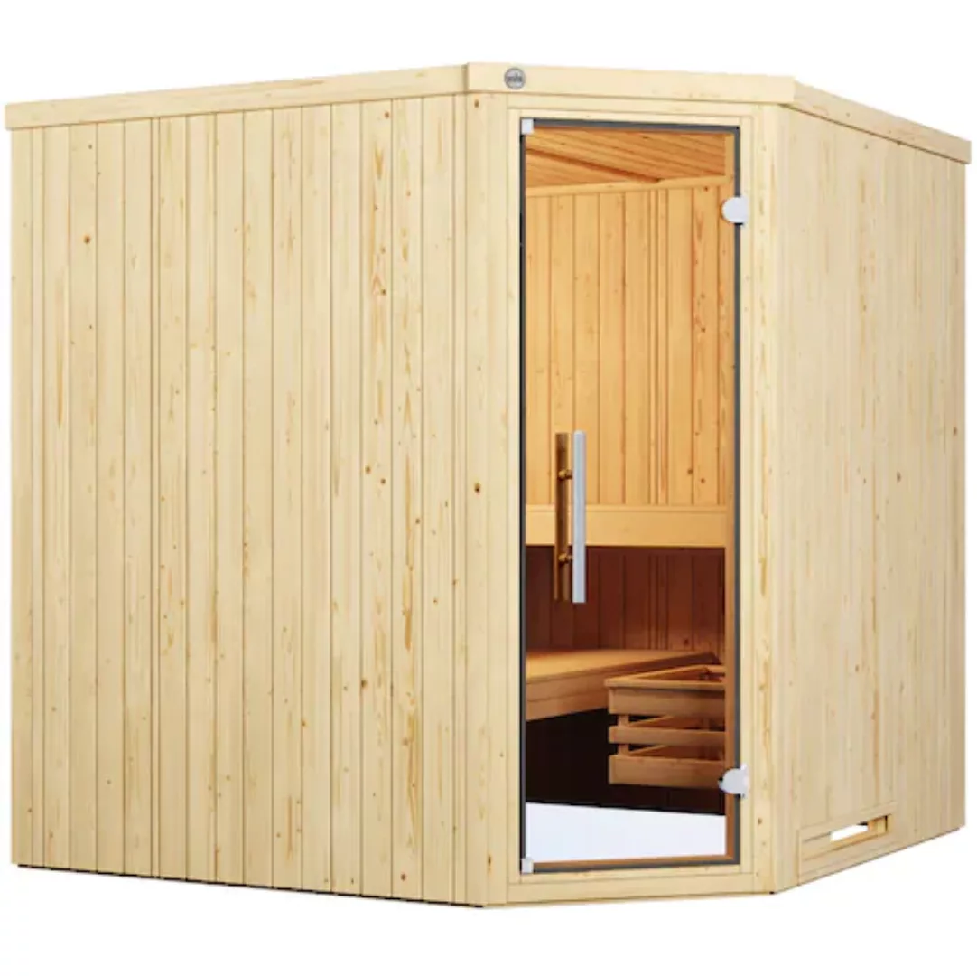 Weka Element-Ecksauna Varberg 3 Sparset 7,5 kW BioS Glastür günstig online kaufen