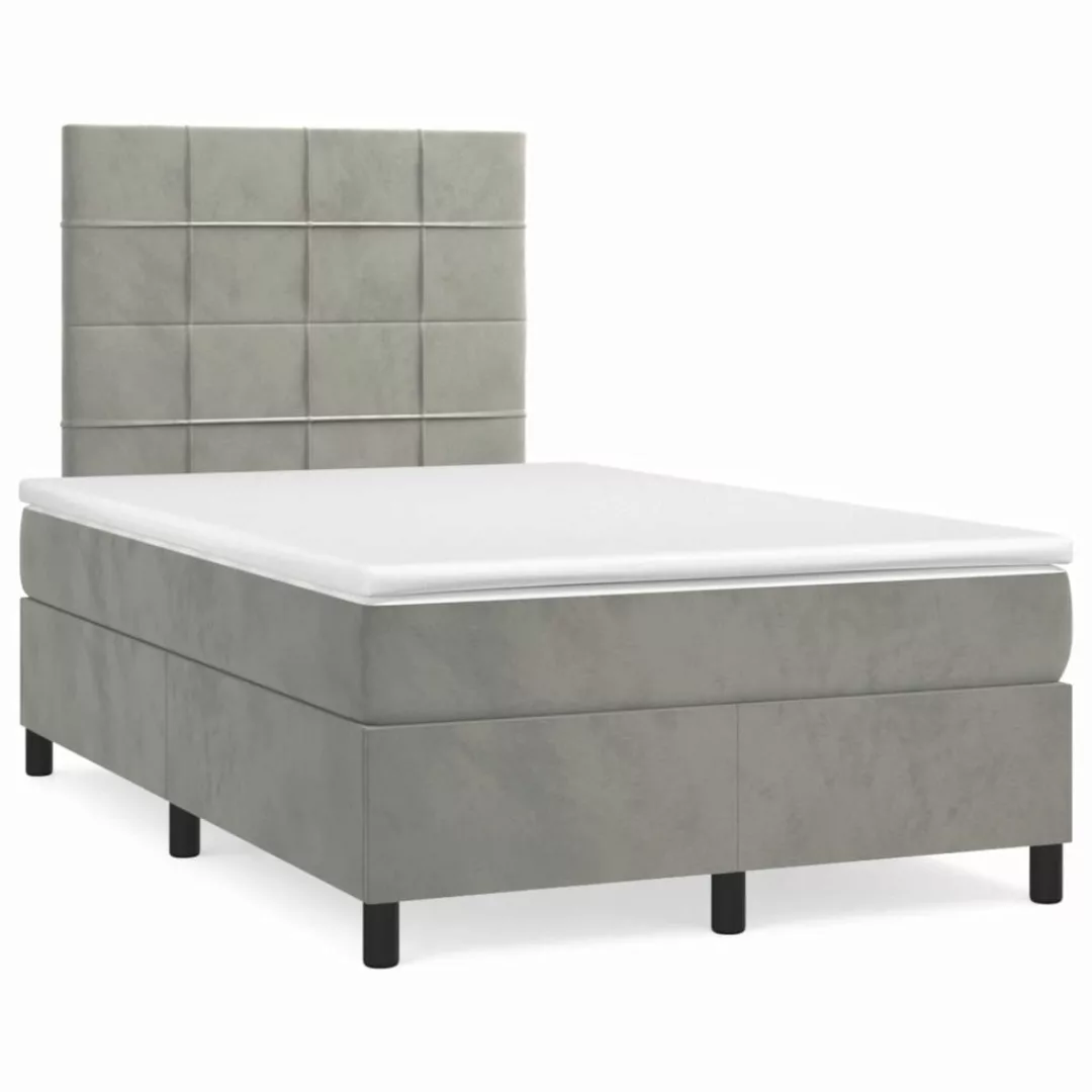 Vidaxl Boxspringbett Mit Matratze Hellgrau 120x200 Cm Samt günstig online kaufen