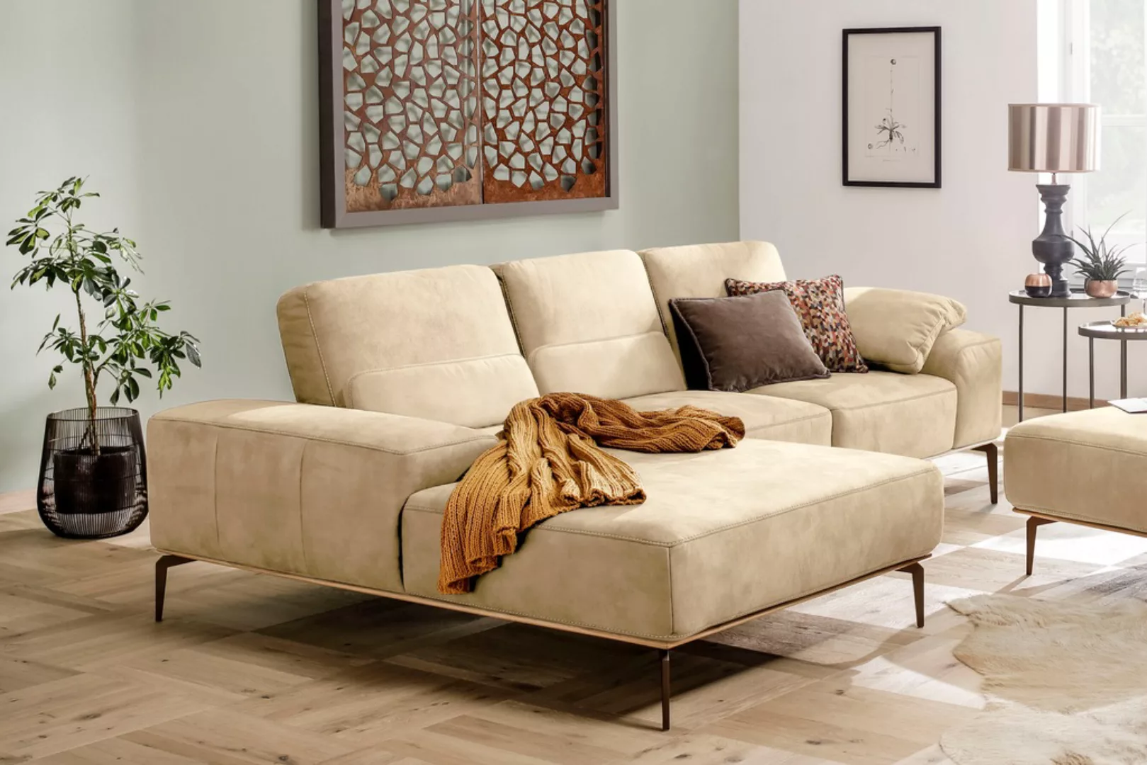 W.SCHILLIG Ecksofa run, mit Holzsockel, Füße in Bronze pulverbeschichtet, B günstig online kaufen