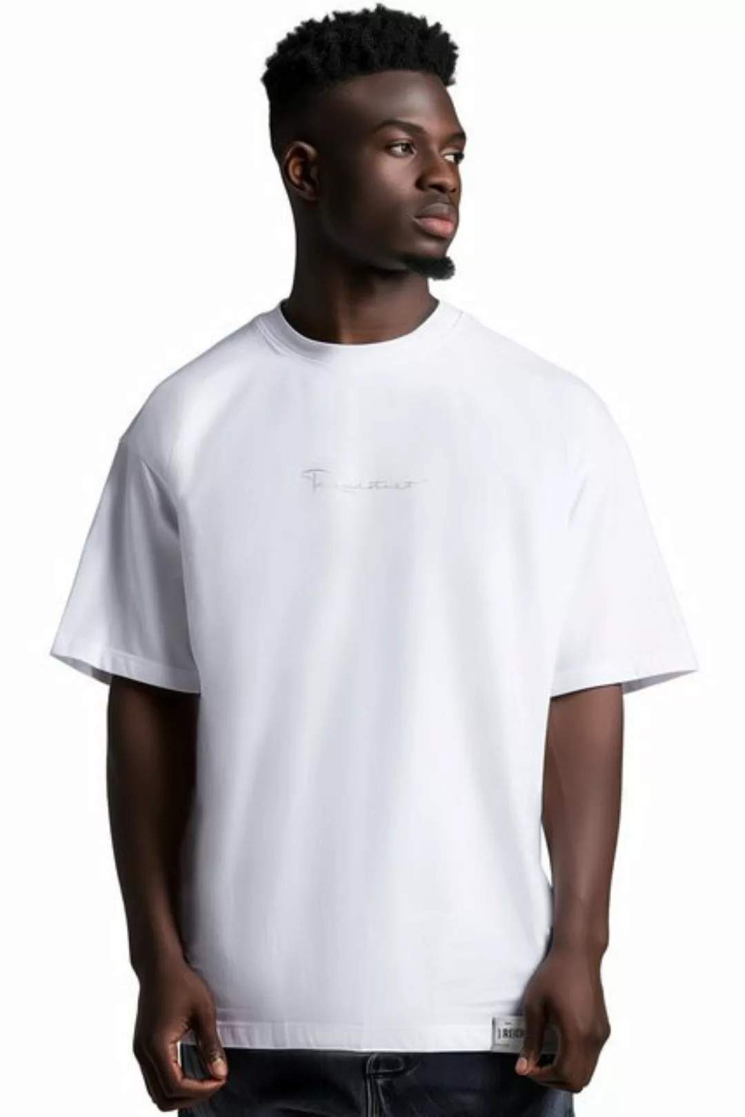 Reichstadt Oversize-Shirt Casual T-shirt 22RS033 White XL mit Stitching auf günstig online kaufen