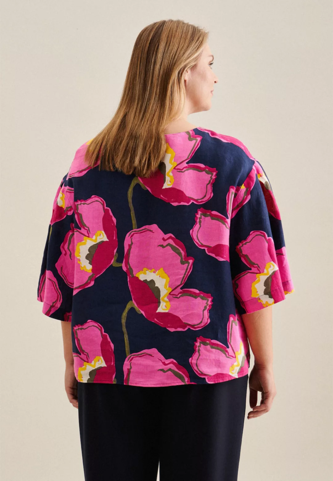 seidensticker Shirtbluse "Schwarze Rose", Kurzarm Rundhals Floral günstig online kaufen