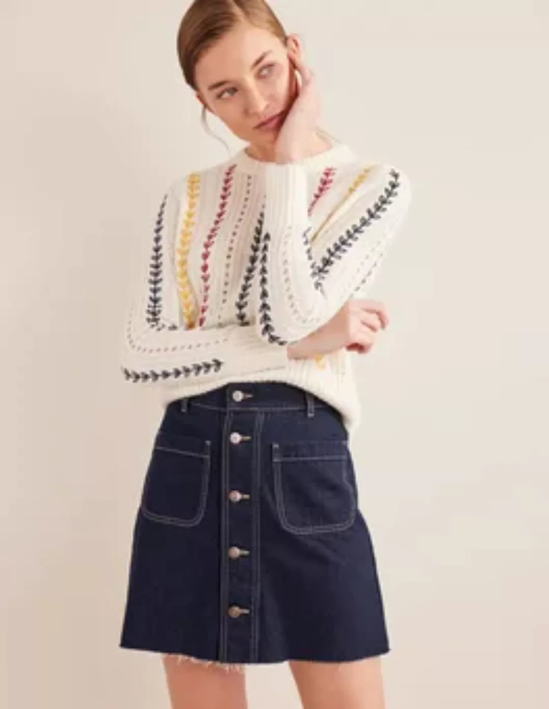 Jeans-Minirock mit Knopfleiste Damen Boden, Indigoblau günstig online kaufen