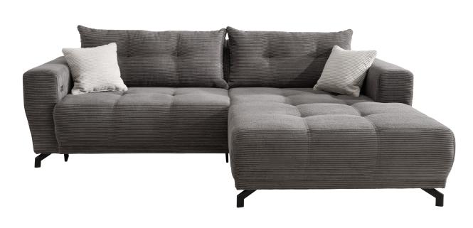 Ecksofa Cord Grau 177 x 246 cm elektrische Sitzverstellung RESTATO günstig online kaufen