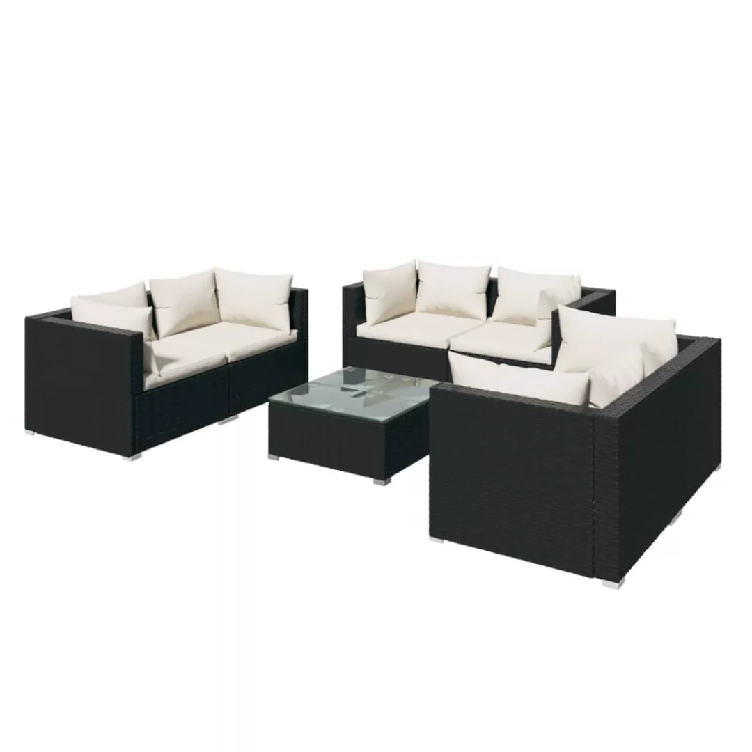 Vidaxl 7-tlg. Garten-lounge-set Mit Kissen Poly Rattan Schwarz günstig online kaufen