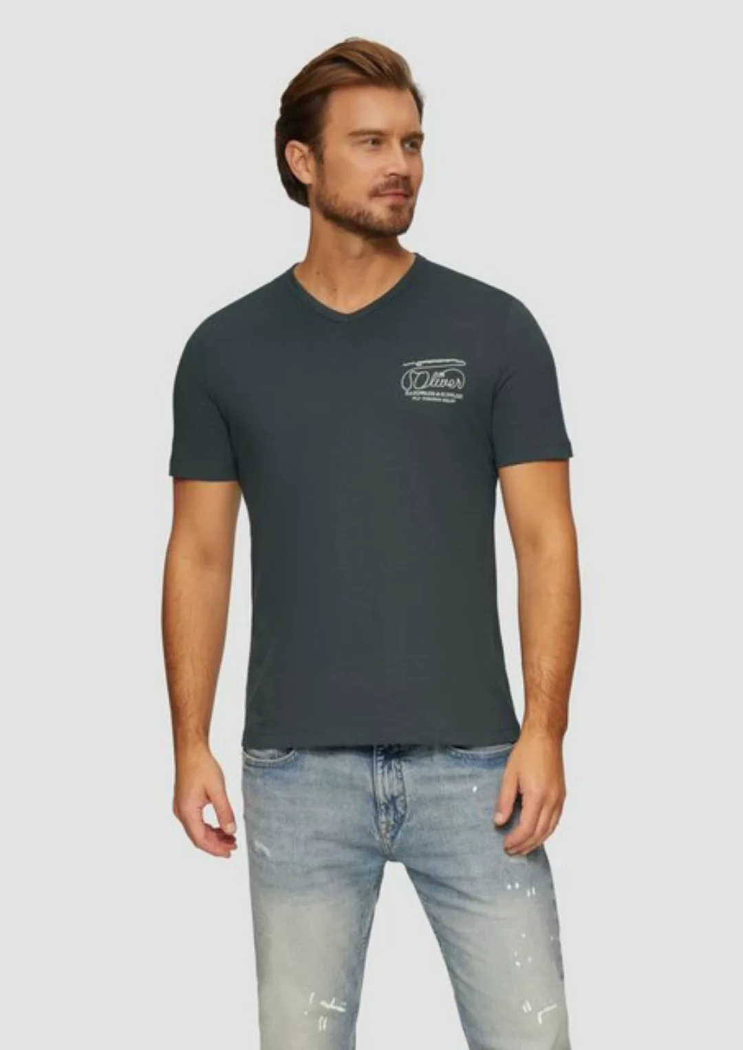 s.Oliver Kurzarmshirt T-Shirt mit Logostickerei günstig online kaufen