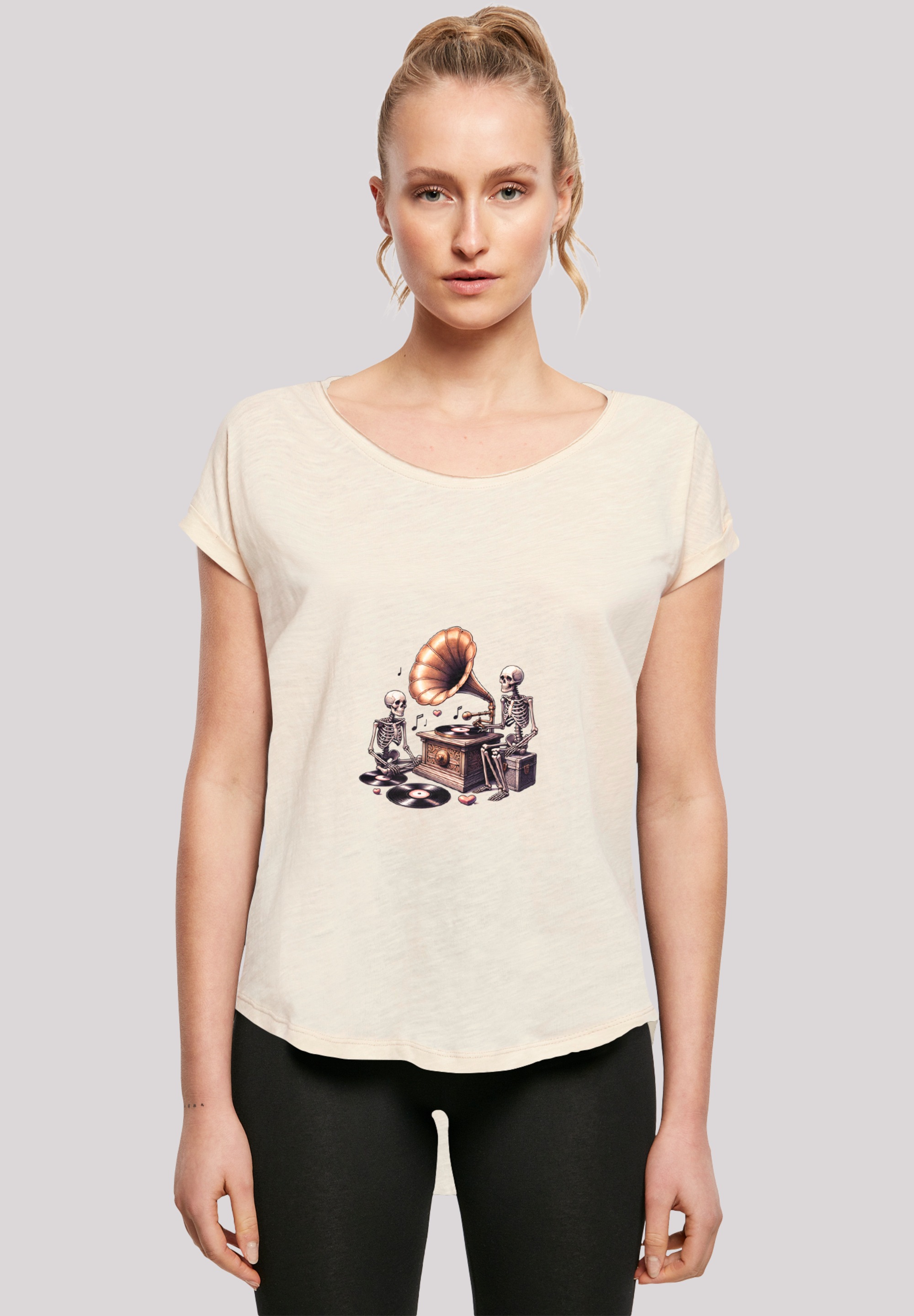 F4NT4STIC T-Shirt "Gothic Skeleton Vintage Plattenspieler", Premium Qualitä günstig online kaufen