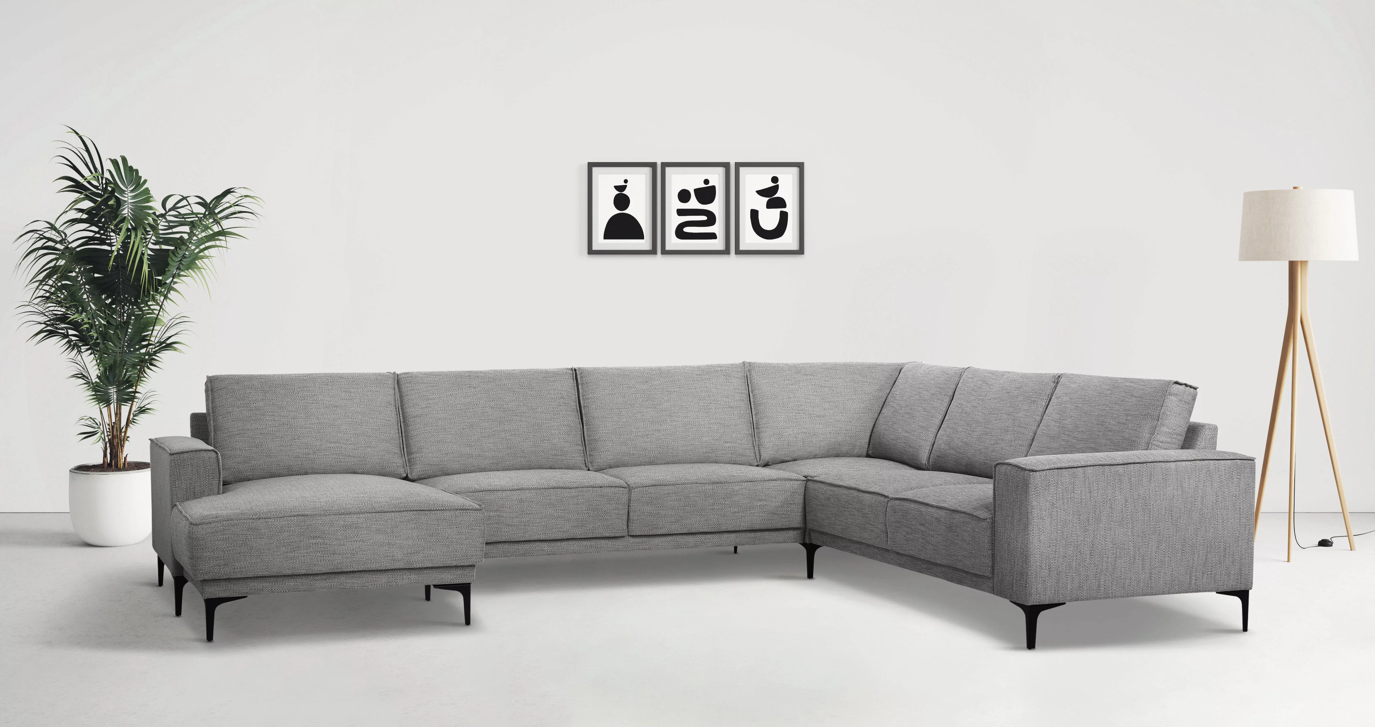 Places of Style Wohnlandschaft "XXL Sofa Oland, Struktur, Flachgewebe, Luxu günstig online kaufen