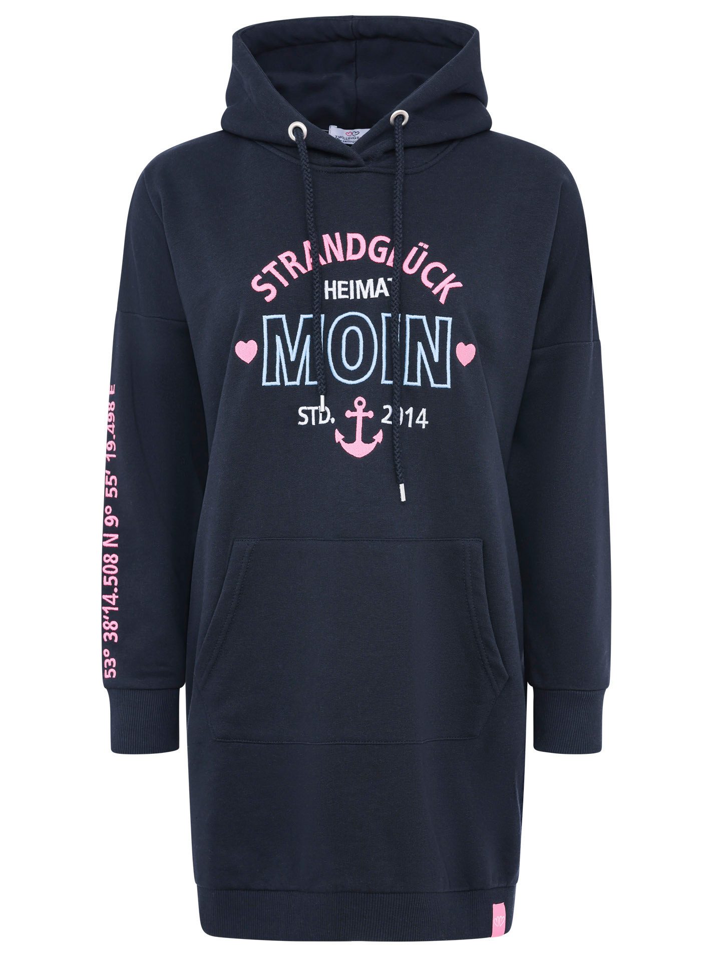 Zwillingsherz Sweatkleid "Strandglück" mit Stickerei vorne günstig online kaufen