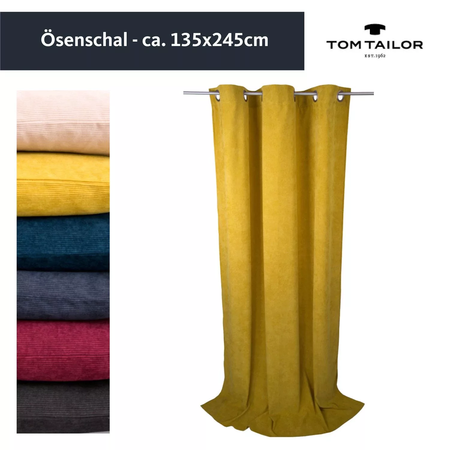 Ösenschal Casual Cord • 140 x 245 cm • Uni Farben • Cord Optik - Anthrazit günstig online kaufen