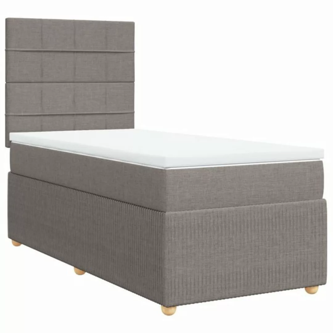 vidaXL Boxspringbett, Boxspringbett mit Matratze Taupe 90x200 cm Stoff günstig online kaufen