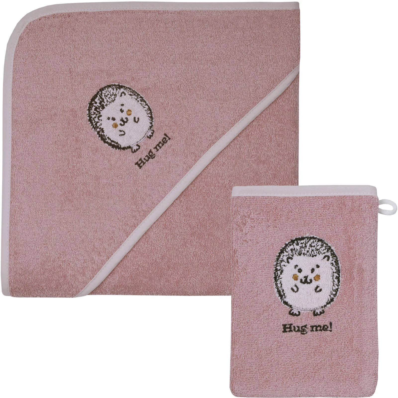 Wörner Handtuch Set »Igel rosa Kapuzenbadetuch 100/100 mit Waschhandschuh«, günstig online kaufen