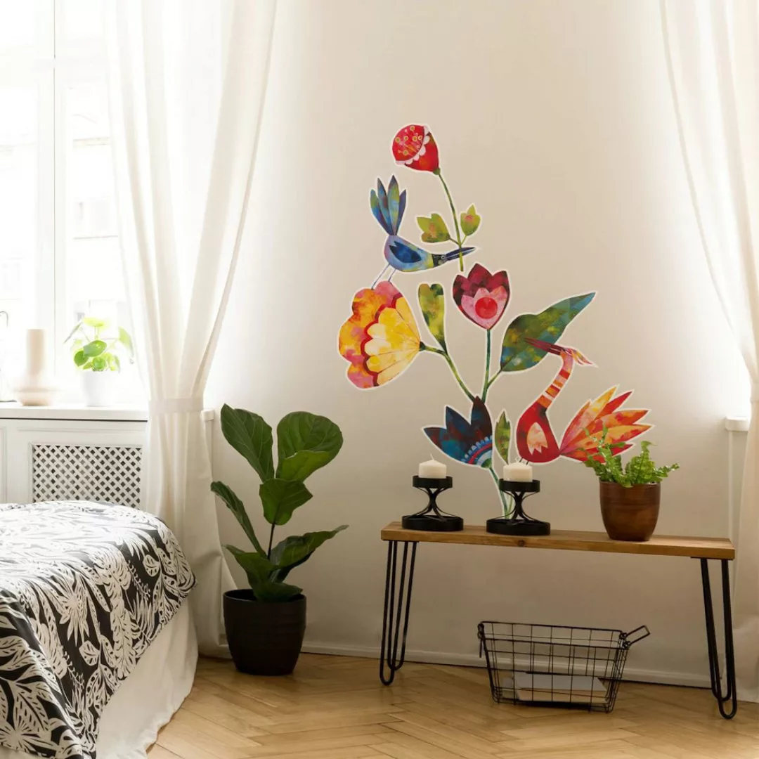 Wall-Art Wandtattoo »Märchenhaft Blumen und Vögel«, (1 St.), selbstklebend, günstig online kaufen