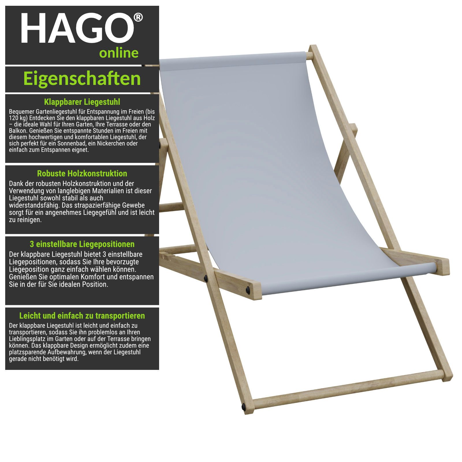 HAGO Gartenliege 2er Set Liegestuhl Doppelpack günstig online kaufen