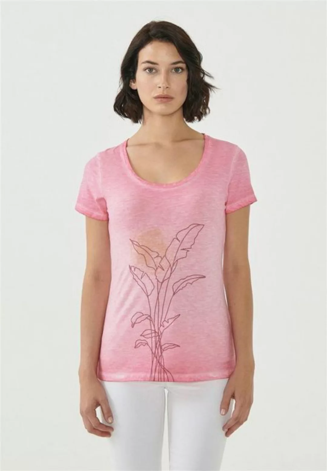 Cold Pigment Dyed T-shirt Aus Bio-baumwolle Mit Pflanzen-print günstig online kaufen