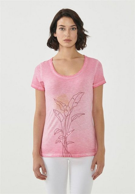 ORGANICATION T-Shirt Women's Garment Dyed Printed T-Shirt in Hot Pink günstig online kaufen