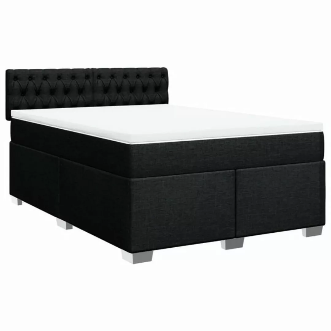 vidaXL Bett Boxspringbett mit Matratze Schwarz 140x190 cm Stoff günstig online kaufen