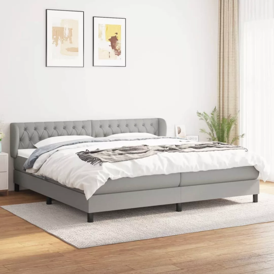 vidaXL Boxspringbett Boxspringbett mit Matratze Hellgrau 200x200 cm Stoff B günstig online kaufen