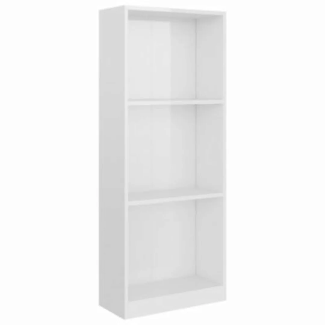 Bücherregal 3 Fächer Hochglanz-weiß 40 X 24 X 108 Cm Spanplatte günstig online kaufen