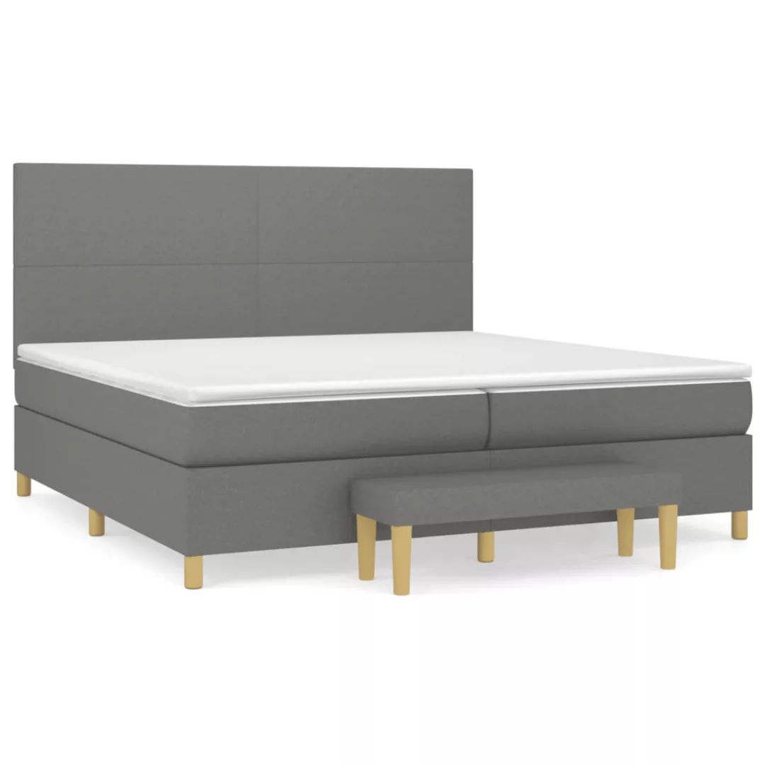 Vidaxl Boxspringbett Mit Matratze Dunkelgrau 200x200 Cm Stoff günstig online kaufen
