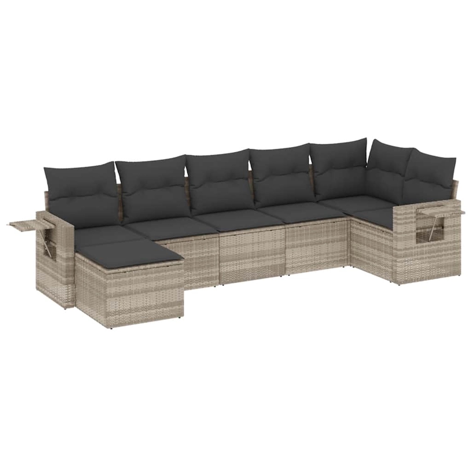 vidaXL 7-Tlg Garten-Sofagarnitur mit Kissen Hellgrau Poly Rattan 3220481 günstig online kaufen