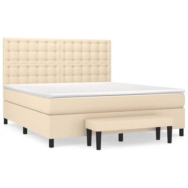 vidaXL Bettgestell Boxspringbett mit Matratze Creme 180x200 cm Stoff Bett B günstig online kaufen