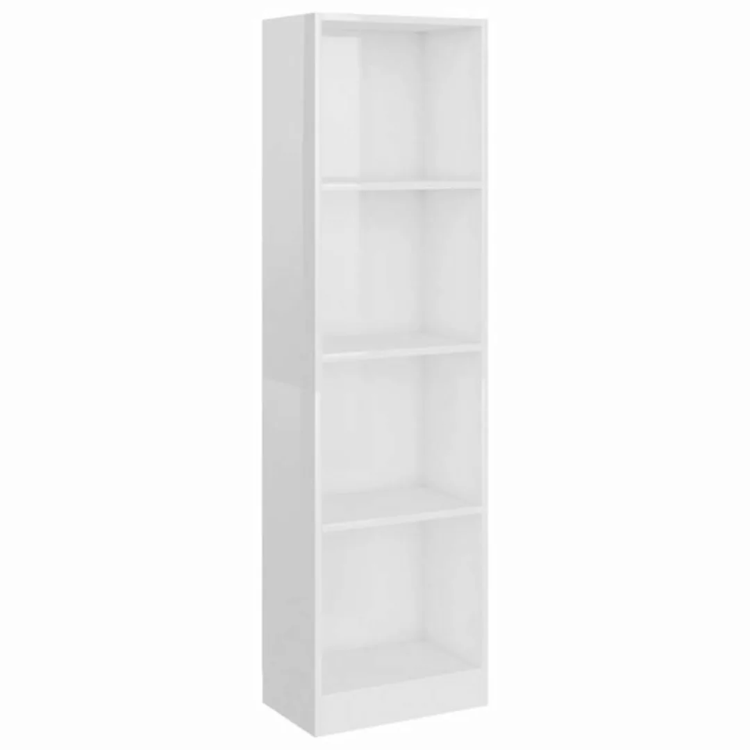 Bücherregal 4 Fächer Hochglanz-weiß 40 X 24 X 142 Cm Spanplatte günstig online kaufen