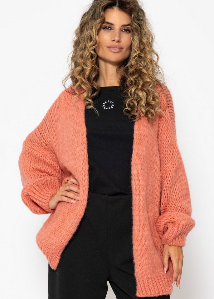 SASSYCLASSY Cardigan Offen fallende Oversize Strickjacke Lässiger Strick Ca günstig online kaufen